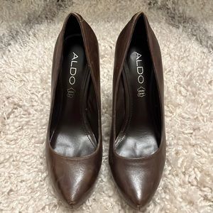 Aldo brown leather platform heels